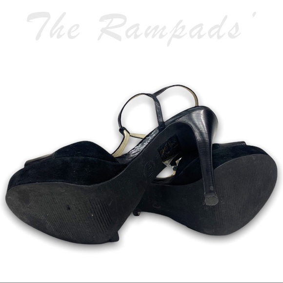 Michael Michael Kors Black Felicia Leather Rubber Heels Size 8.5 - Picture 9 of 11